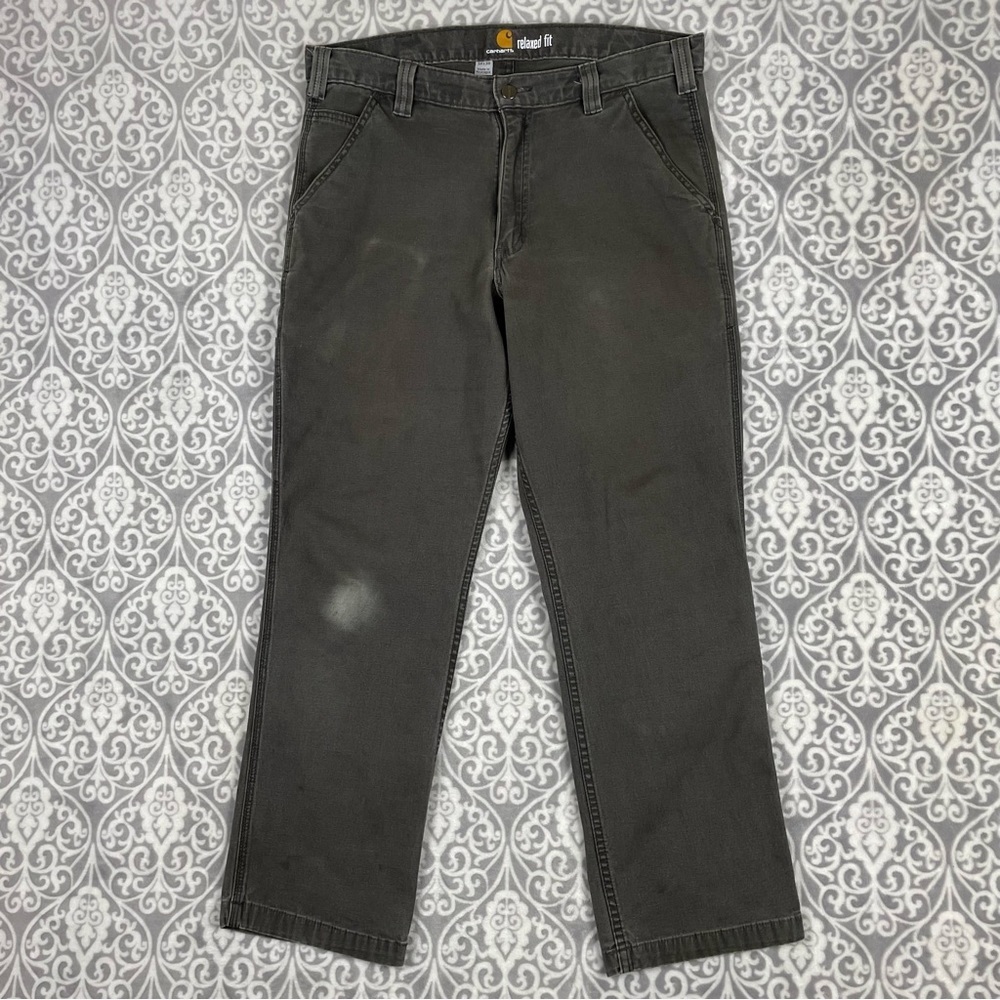 carhartt work pants rugged flex canvas stretch hi rise olive green men's 34"x30"